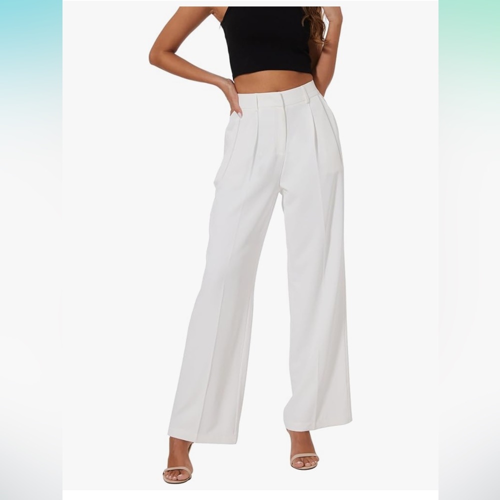 BRAND NEW!! Never Worn 🛍️ Chic White Wide-Leg Women's Pants Petite/Short Sz L